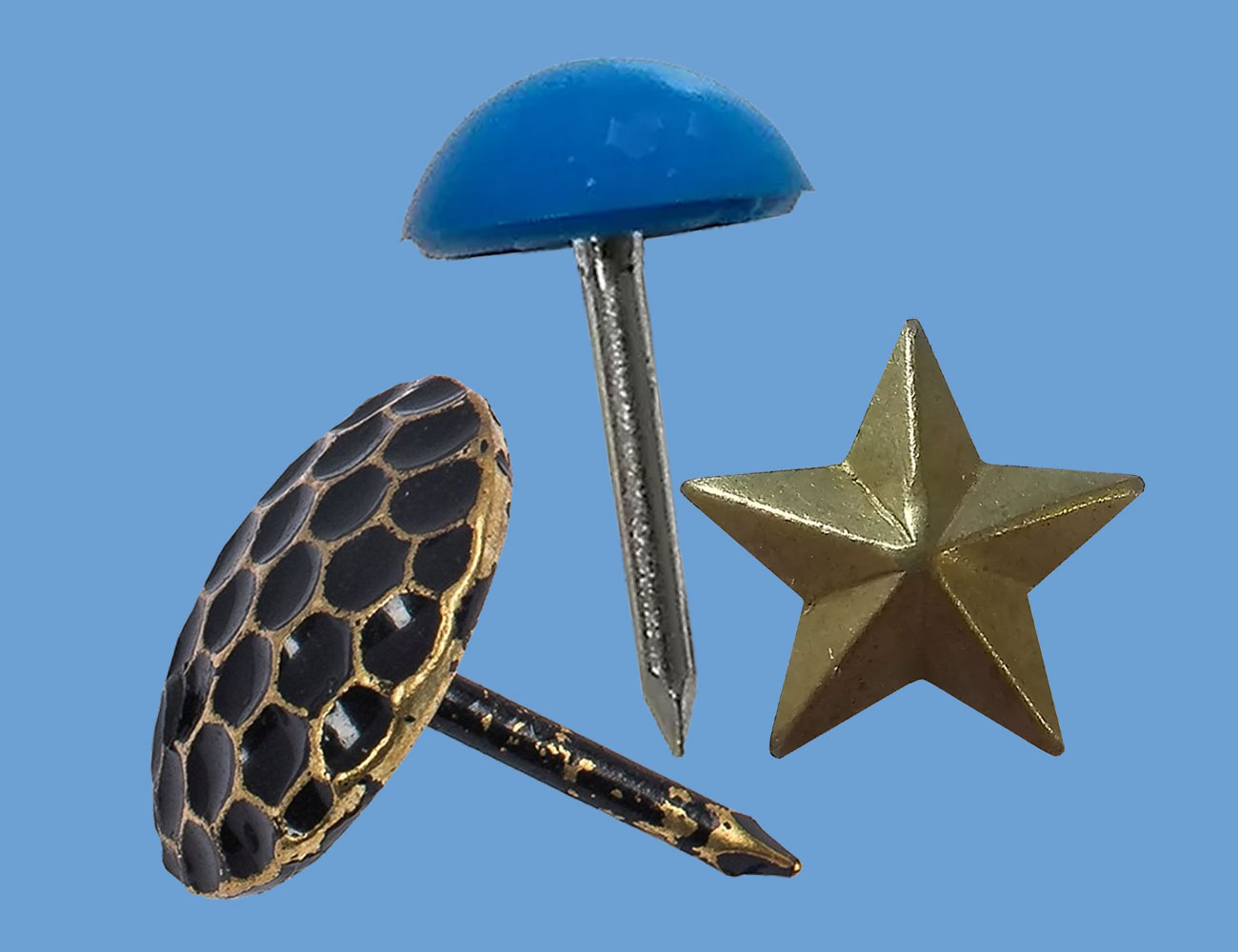 Clous décoratifs, clous de tapissier et clous d'ameublement