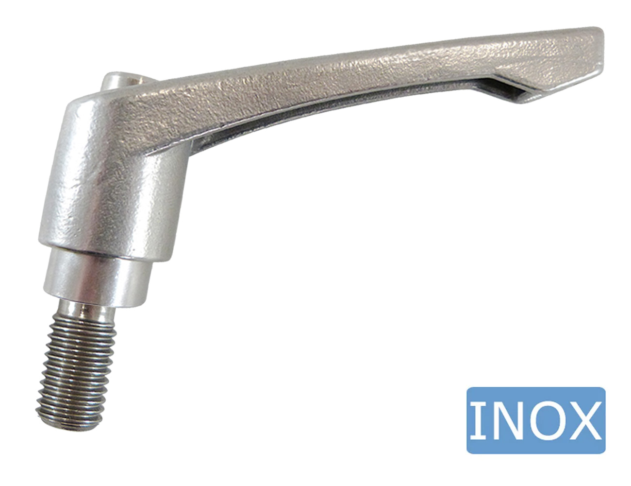Poignée de serrage réglable tout inox avec filetage mâle
