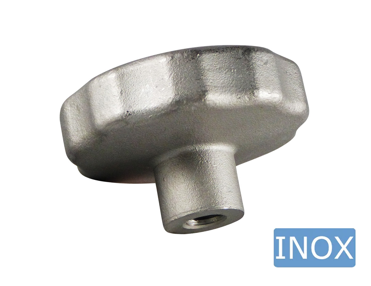 Bouton étoile en inox massif avec filetage femelle