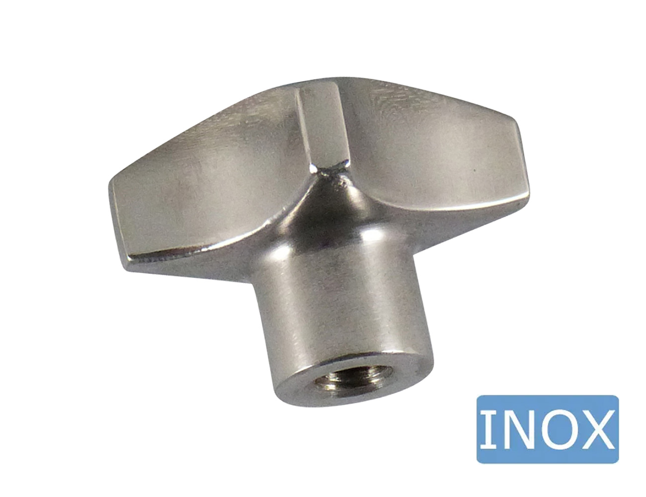 Poignée en croix en inox DIN 6335 avec filetage femelle