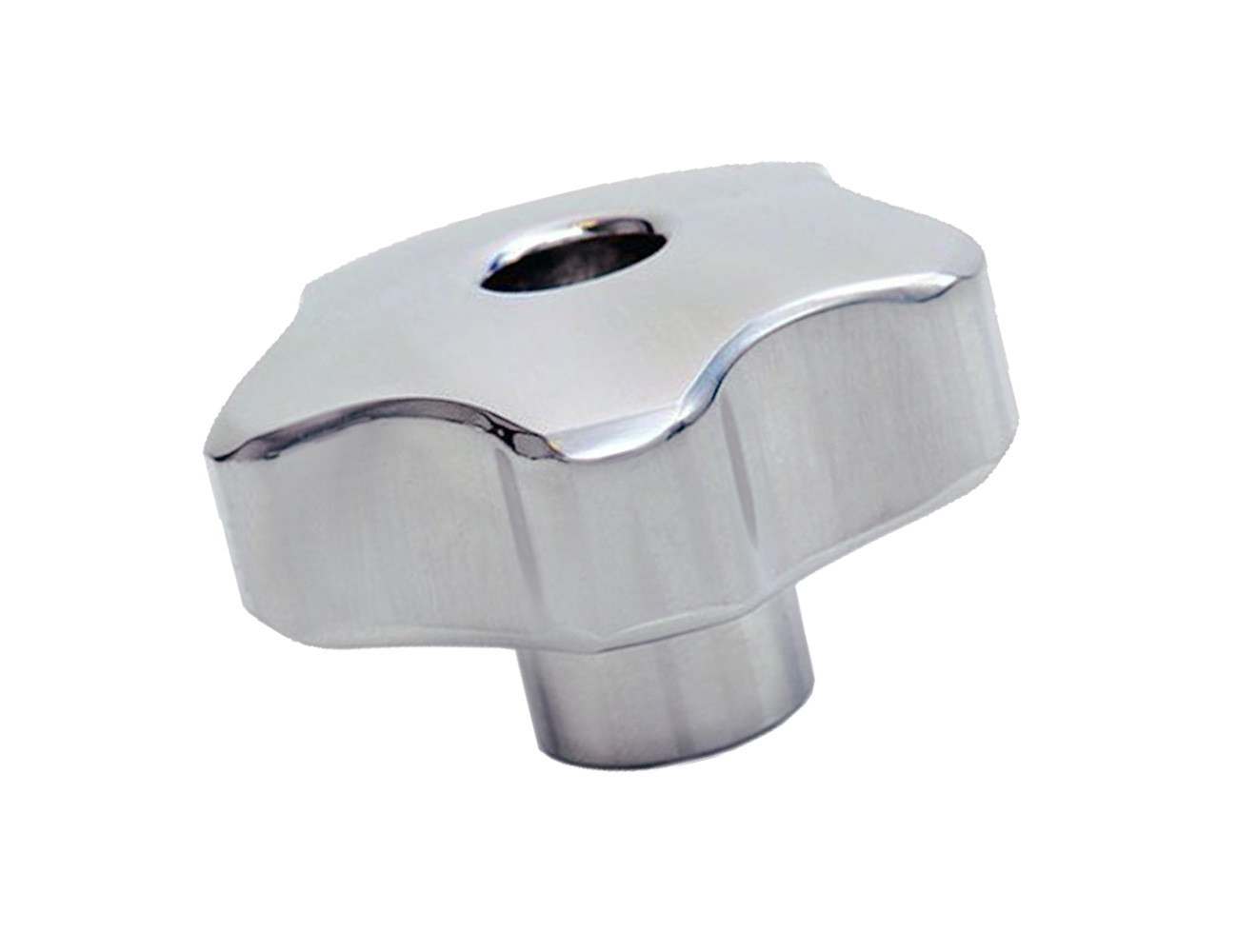 Bouton étoile aluminium - filetage femelle - trou traversant