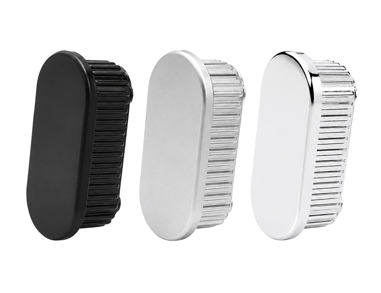 Embouts rentrants pour tubes ovales plats - ABS - 20X10mm - 1.0mm - Chrome Brilliant