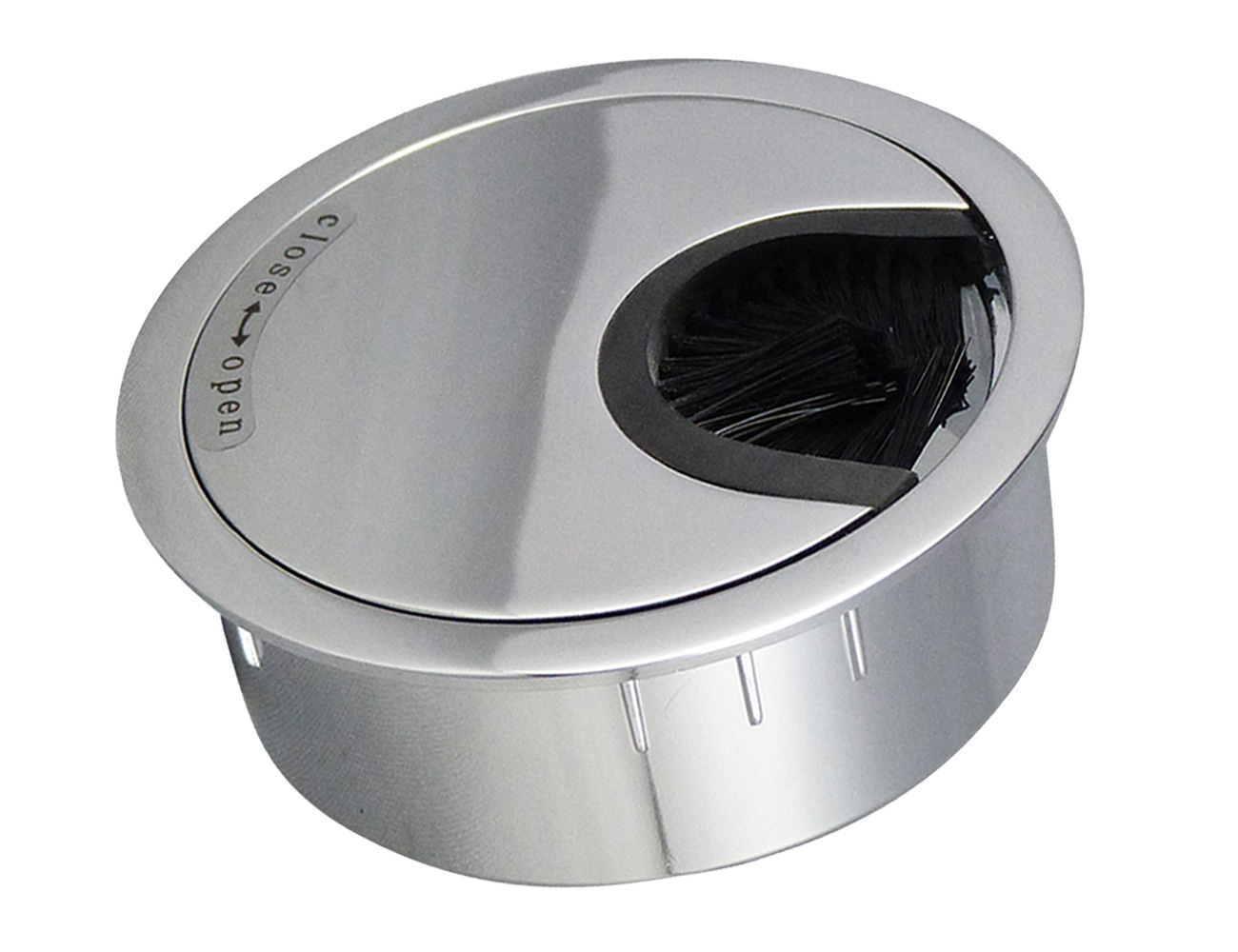 Passe-câble rond chromé brillant en deux parties