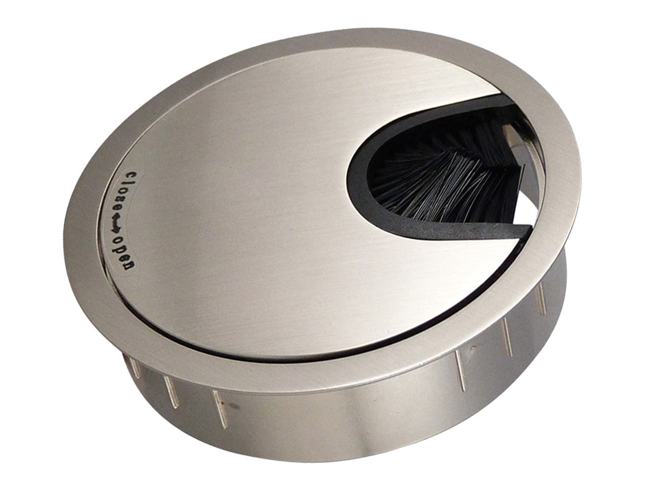 Passe-câble rond en acier inoxydable en deux parties