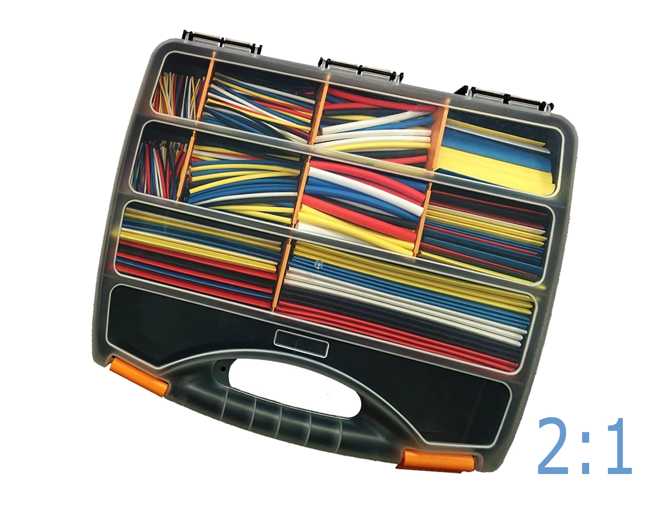 Gaine thermorétractable 2:1 paroi mince PO-X - gamme noir - boîte refermable de 170 pièces