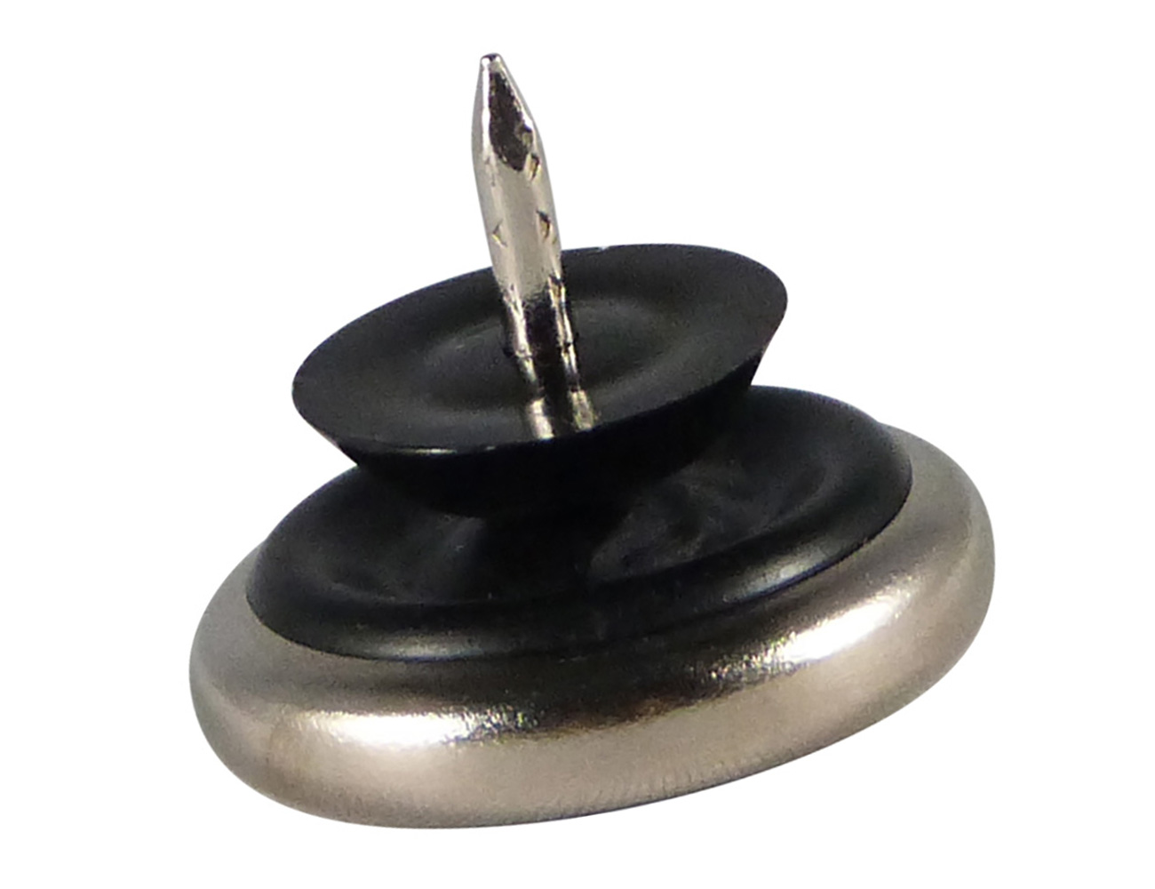 Patin de meuble à clouer basculant - surface acier nickelé