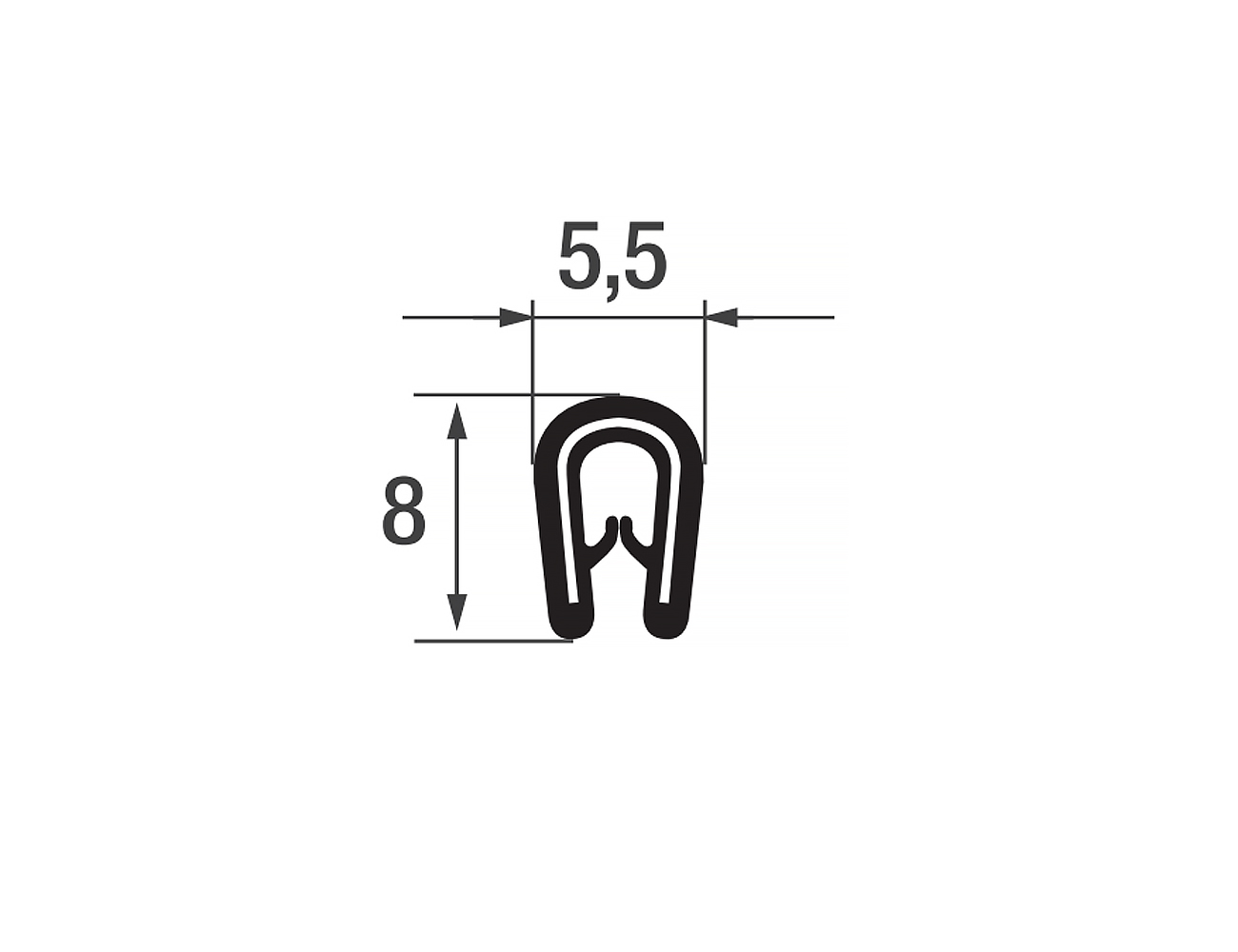 Joint protection bord de tôle 8x5,5mm - PVC insert de sangle en acier - plage de serrage 0,8-1,5mm