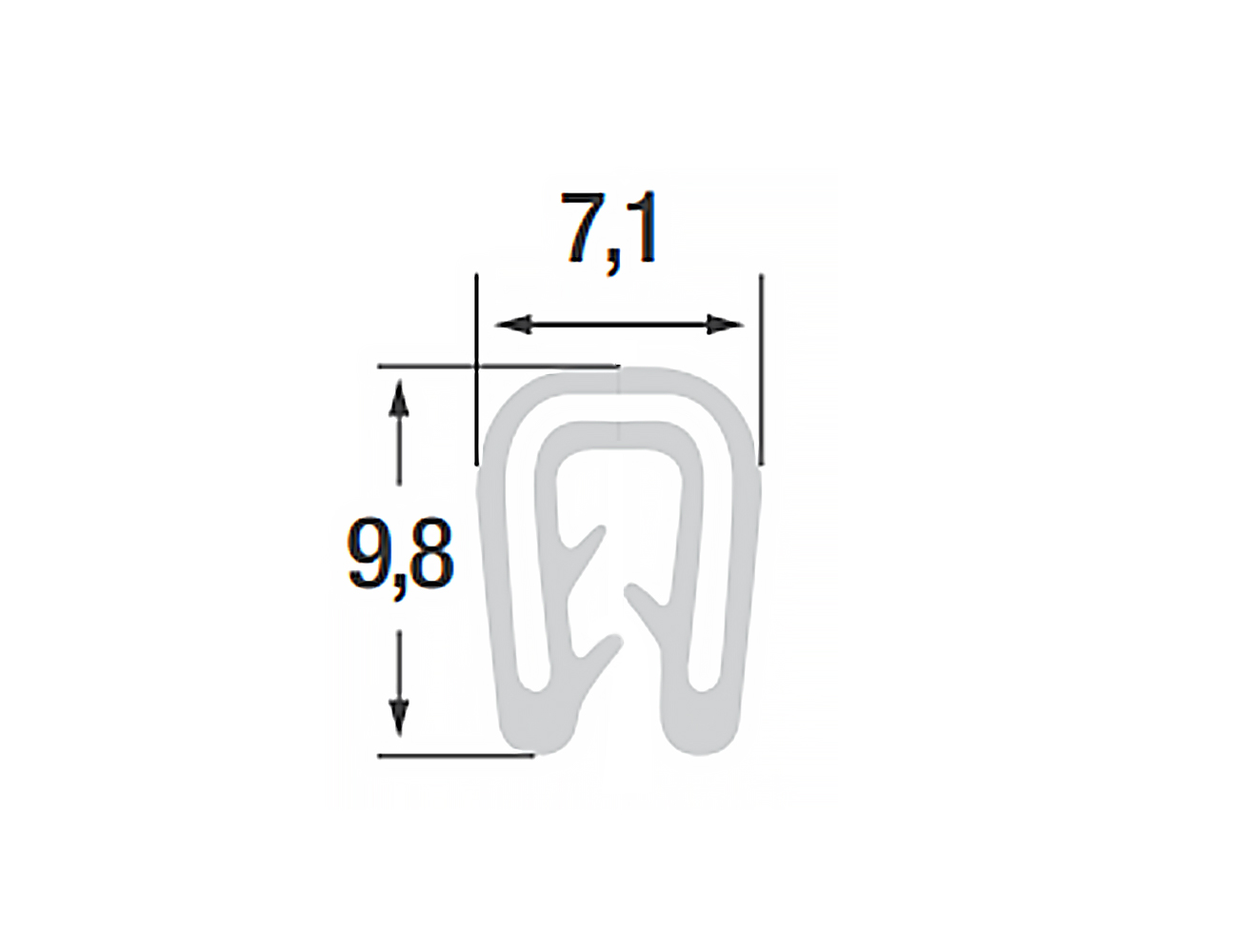 Joint protection bord de tôle 9.8x7.1mm - PVC insert de sangle en silicone - plage de serrage 1-2mm
