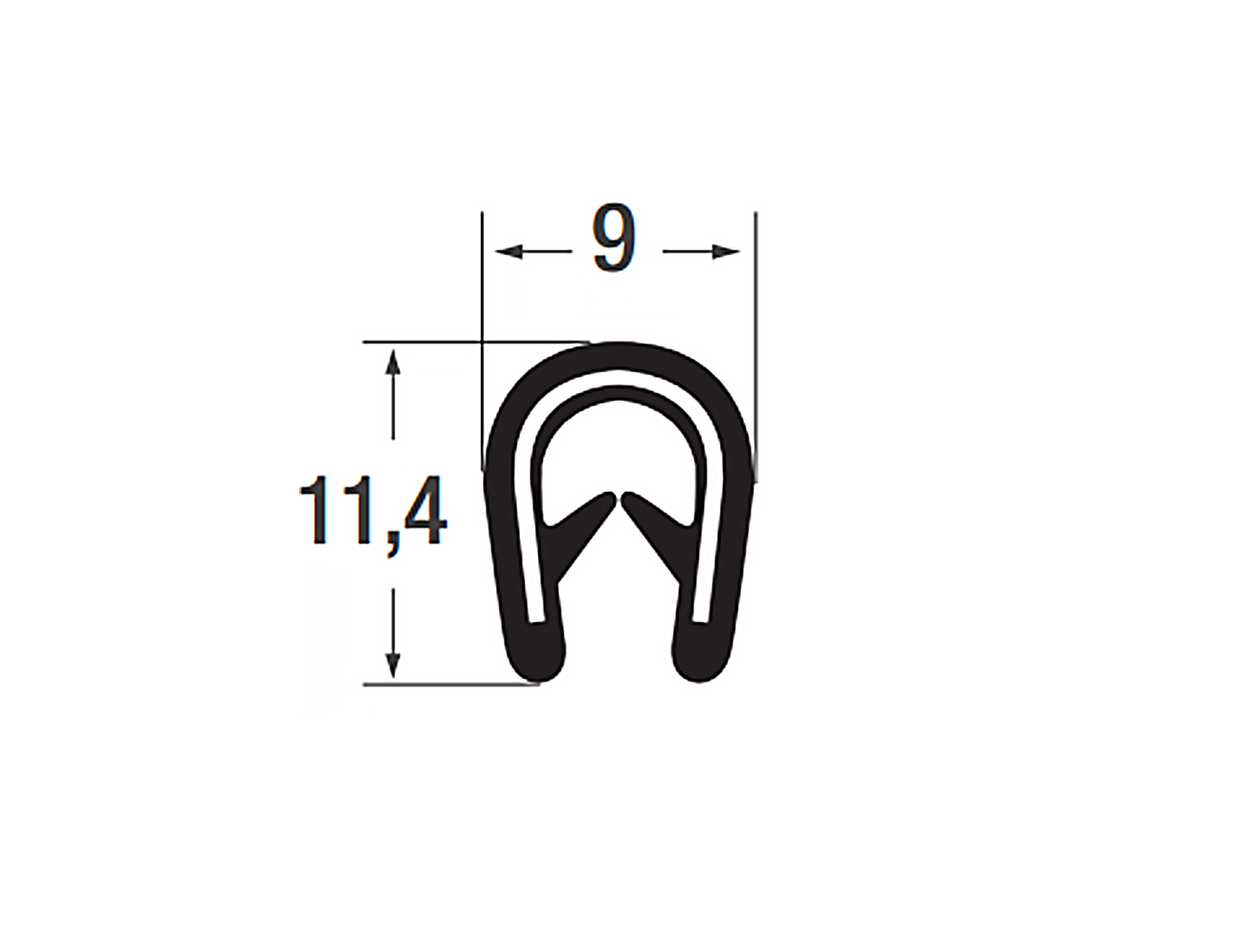 Joint protection bord de tôle 11.4x9mm - PVC insert de sangle en acier - plage de serrage 2-4mm