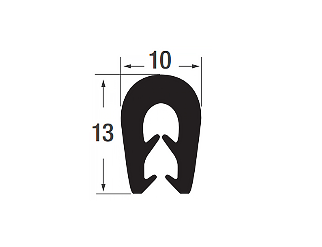 Joint protection bord de tôle autocollant 13x10mm TPE - plage de serrage 0.5-2.5mm