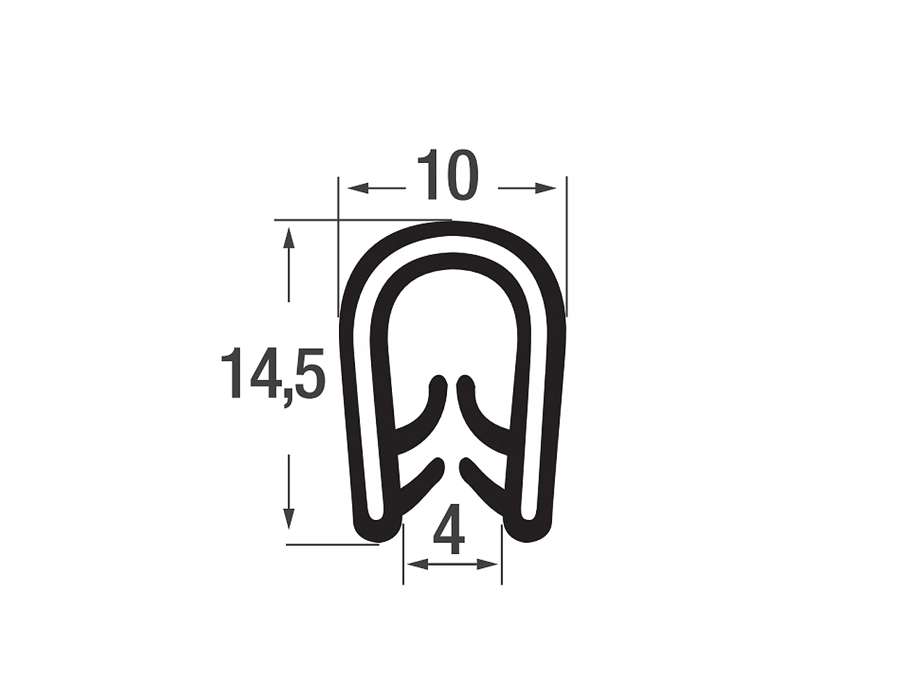 Joint protection bord de tôle autocollant 14.5x10mm - PVC avec insert de sangle en POM - plage de serrage 1-4mm