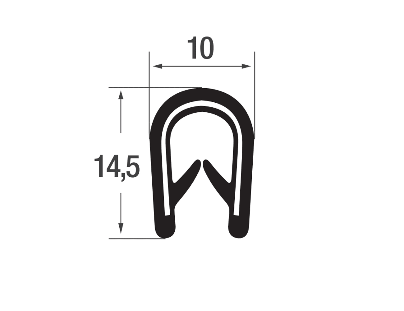 Joint protection bord de tôle autocollant 14.5x10mm - EPDM avec insert de sangle en acier - plage de serrage 1-4mm