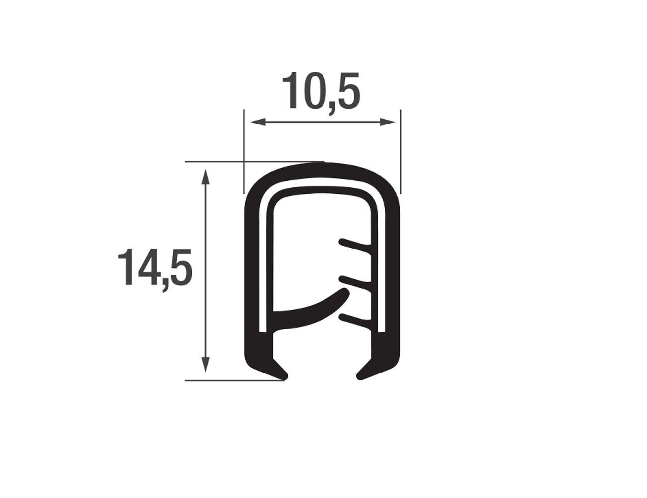 Joint protection bord de tôle autocollant 14.5x10.5mm - PVC avec insert de sangle en acier - plage de serrage 2-5mm