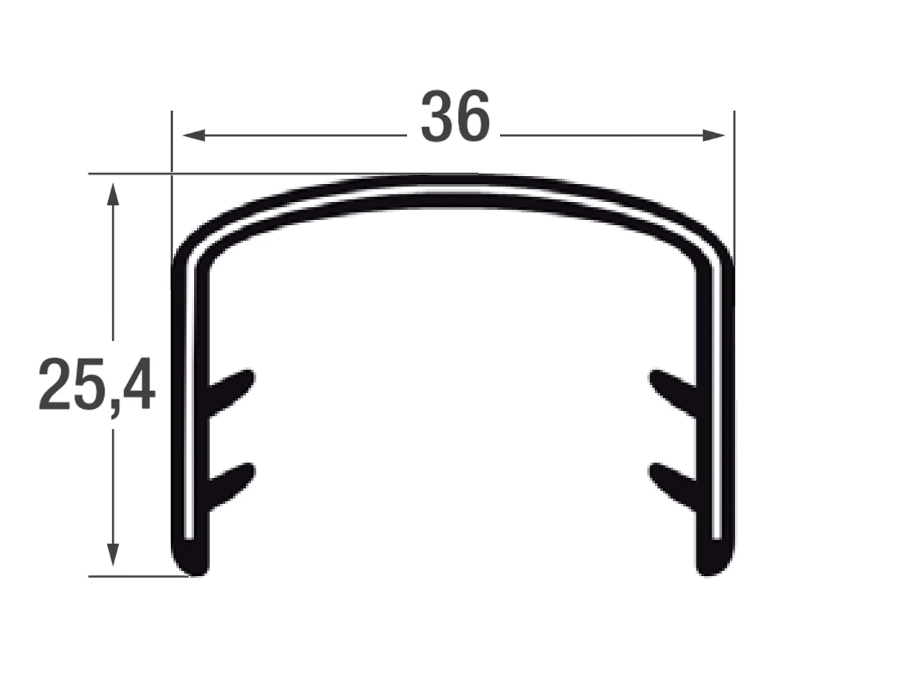 Joint protection bord de tôle autocollant 25.4x36mm - PVC avec insert de sangle en acier - plage de serrage 28-32mm