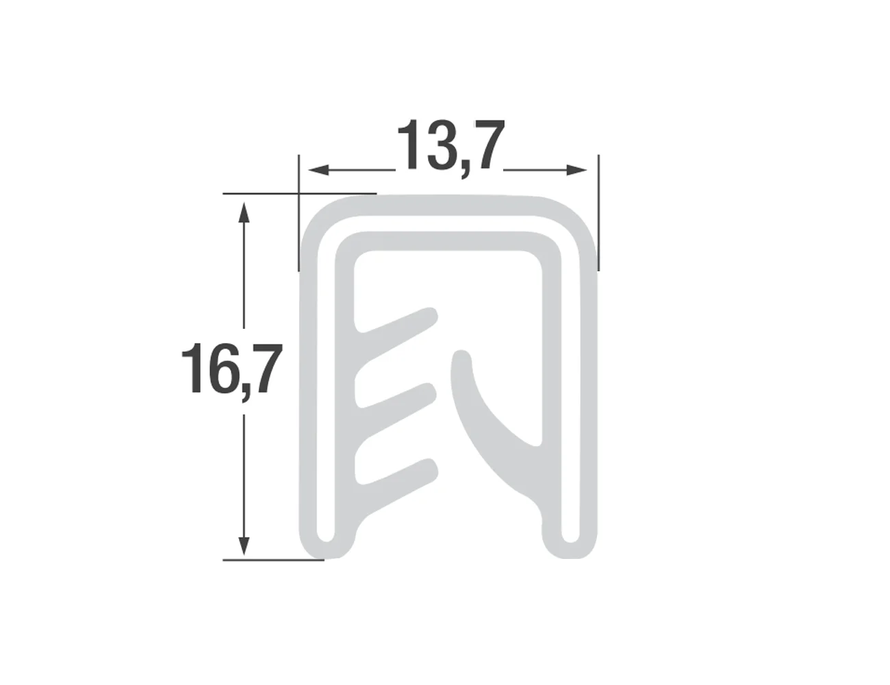 Joint protection bord de tôle autocollant 16.7x13.7mm - Silicone avec insert de sangle en acier - plage de serrage 5-7mm