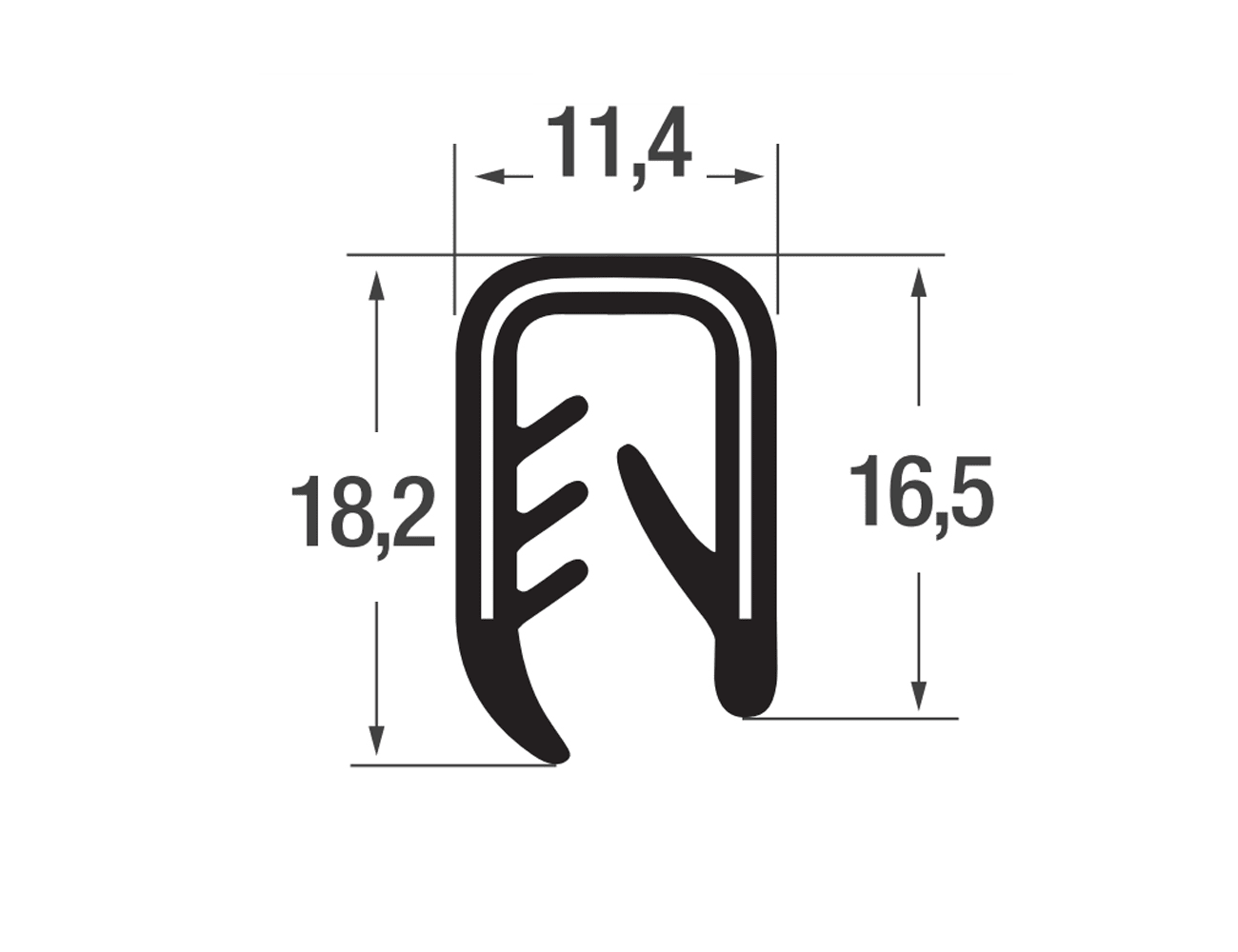 Joint protection bord de tôle autocollant 16.5x11.4mm - PVC avec insert de sangle en acier - plage de serrage 4-6mm
