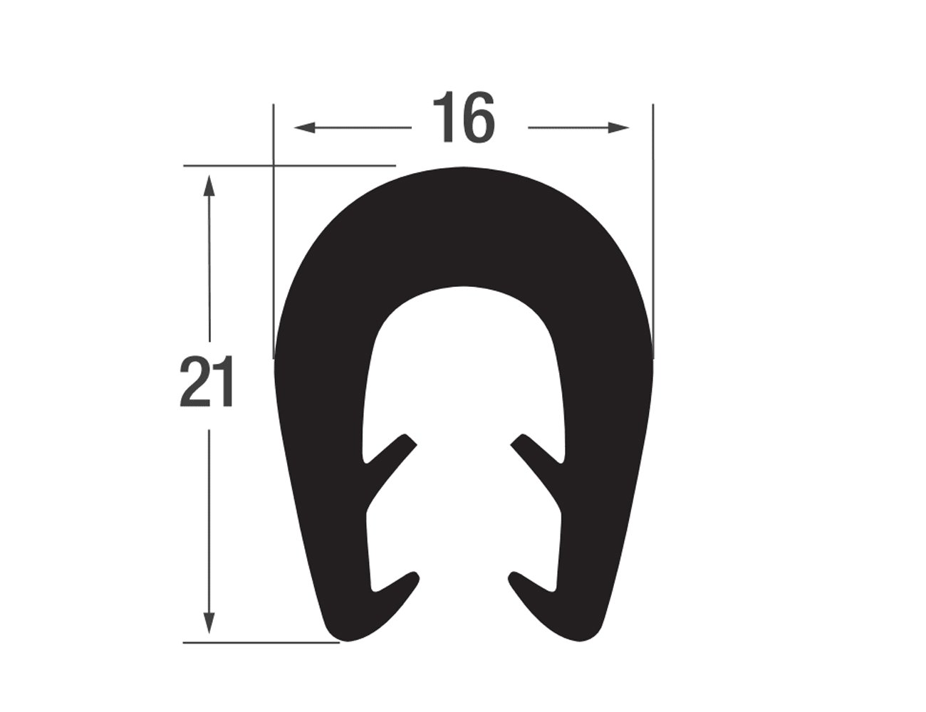 Joint protection bord de tôle autocollant 21x16mm - TPE - plage de serrage 5-8mm