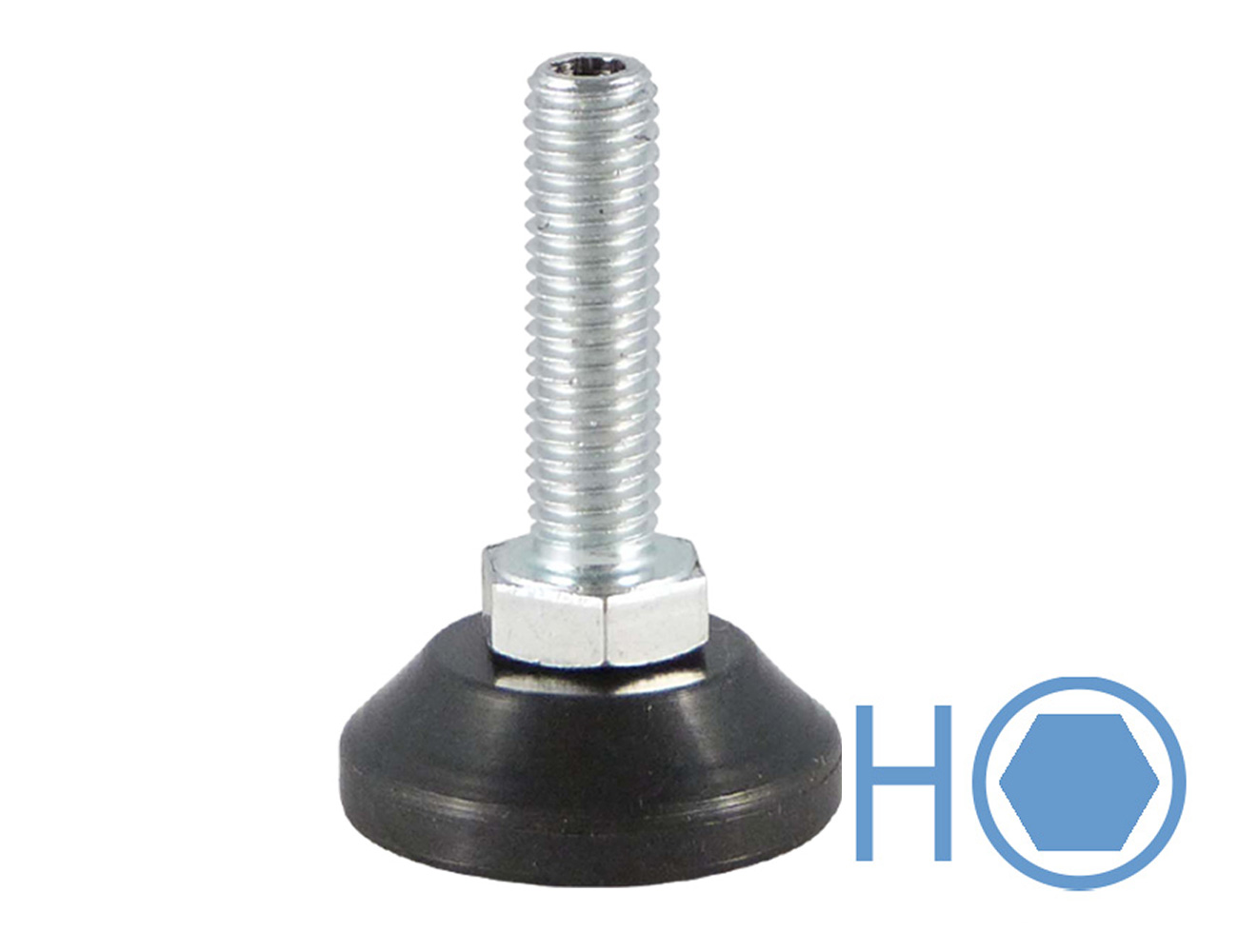 Pied réglable avec embase plastique pivotante - six pans creux