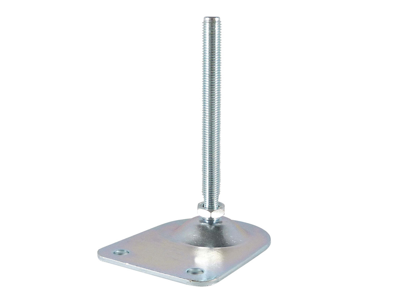 Pied réglable avec embase demi-ronde galvanisée - avec trous de fixation