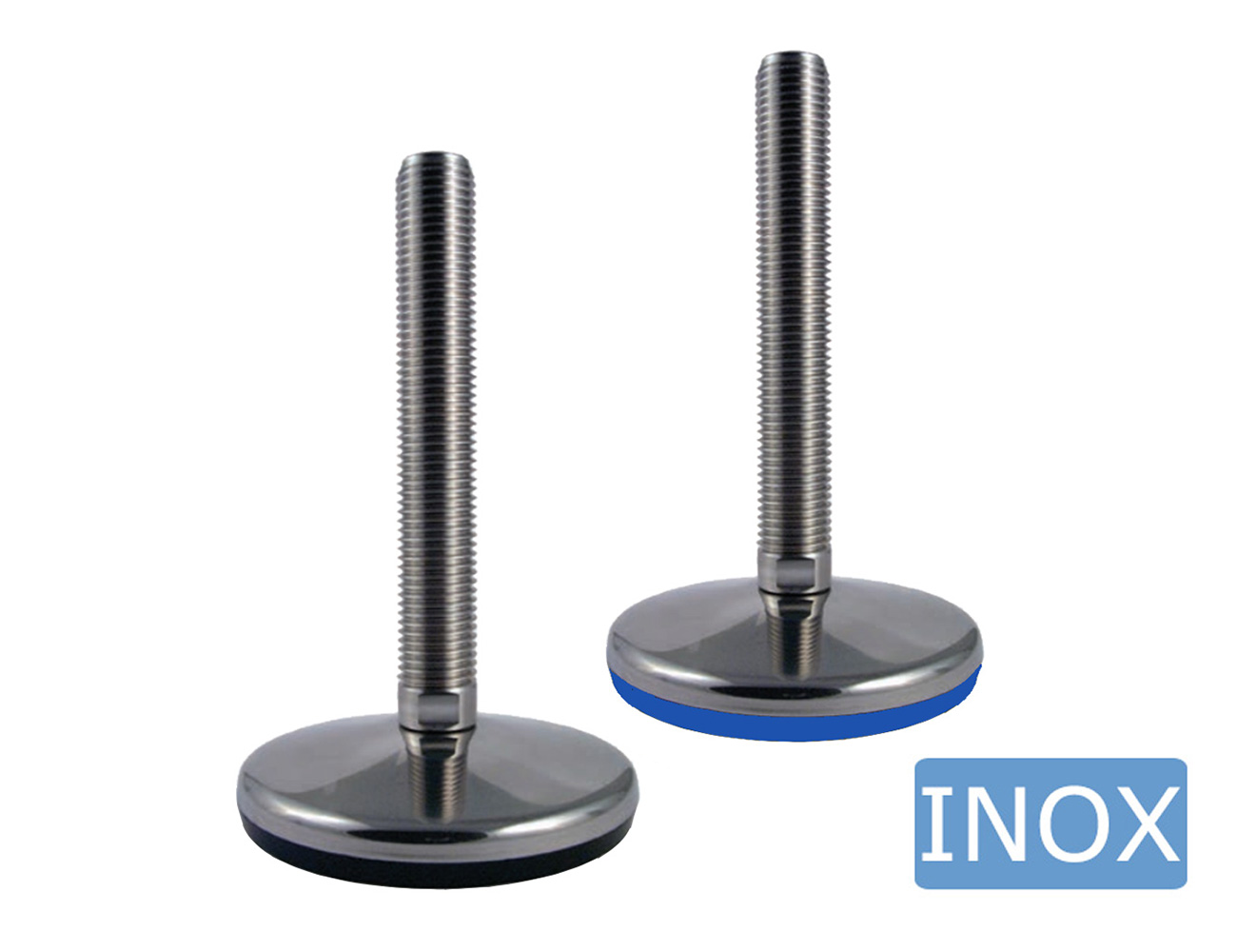 Pied réglable inox - hygiène - semelle antidérapante vulcanisée