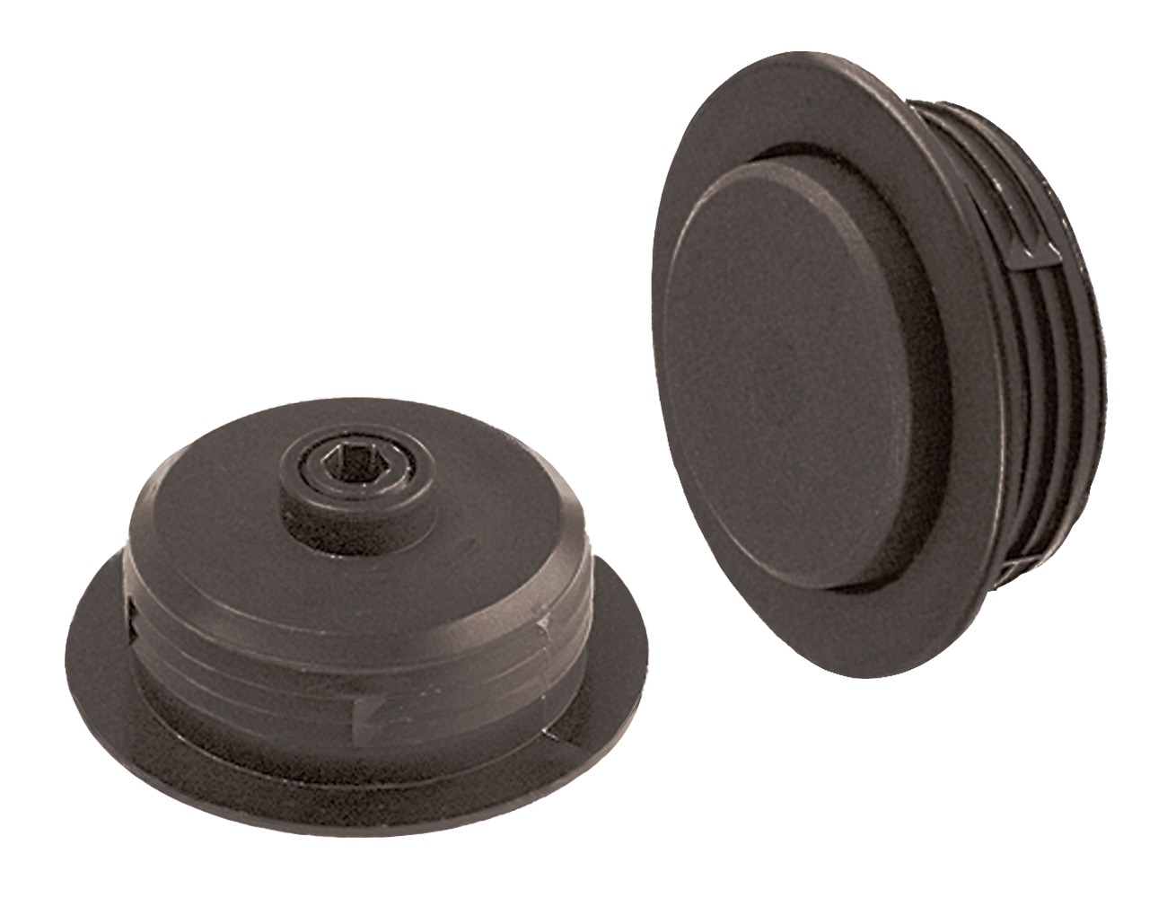 Pied de meuble hauteur réglable pour perçage Ø40mm - integre - M10x20 - réglable par le haut avec vis Allen SW5 - Noir