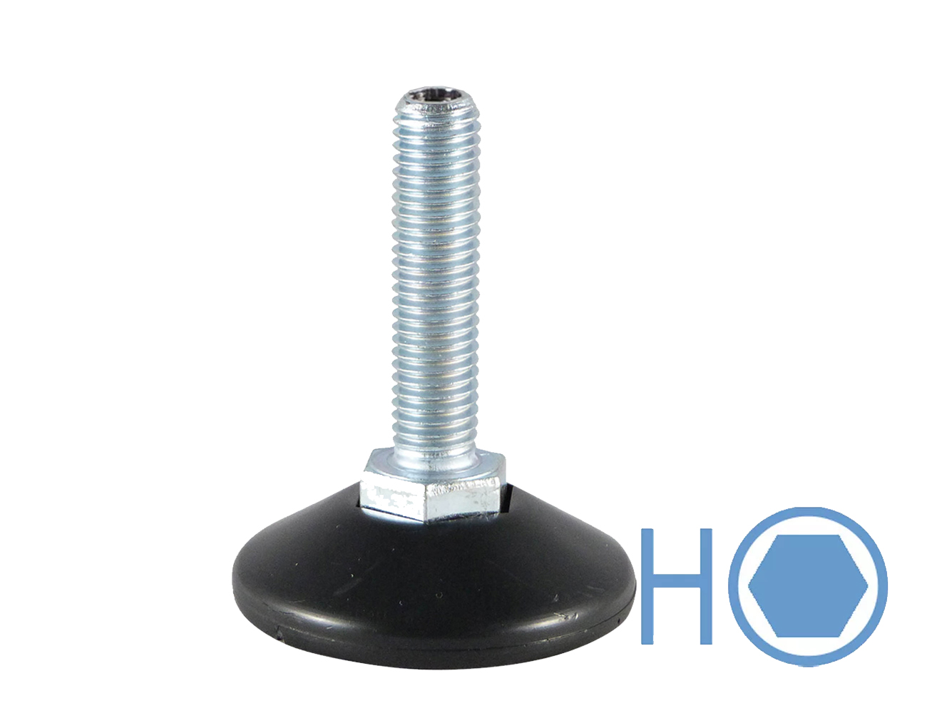 Pied réglable avec embase plastique fixe - six pans creux