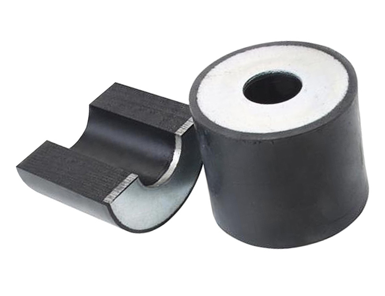 Bague caoutchouc avec trou et rondelle métallique - cylindrique