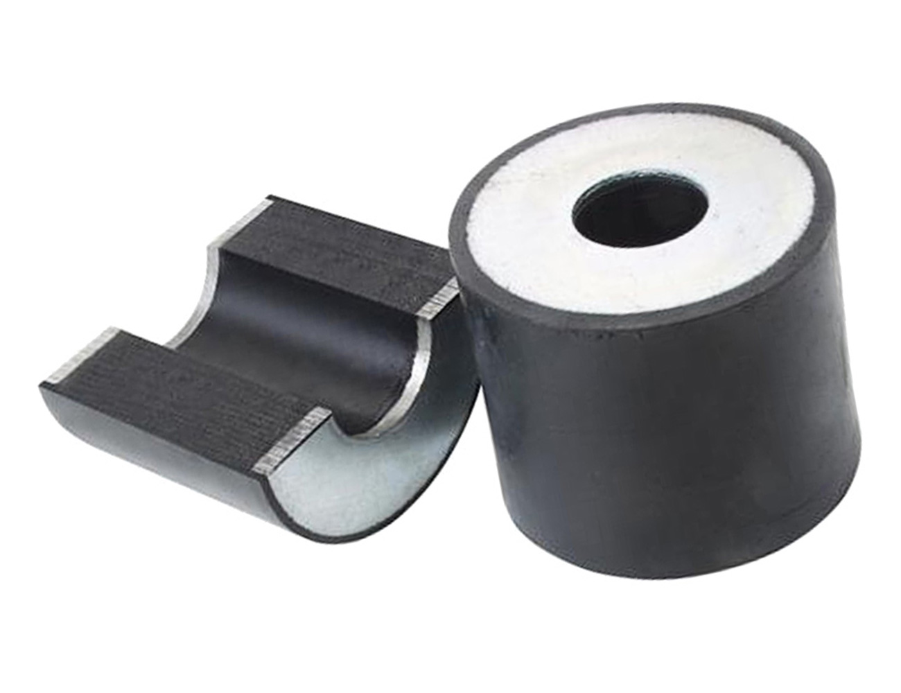 Bague caoutchouc avec trou et 2 rondelles métalliques - cylindrique