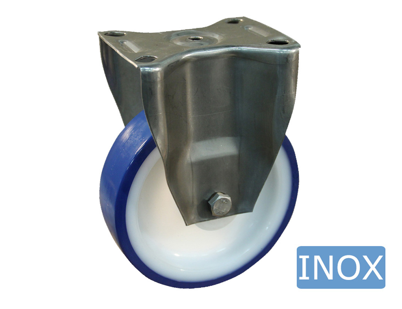 Roue fixe inox hygiénique - platine - bandage TPU