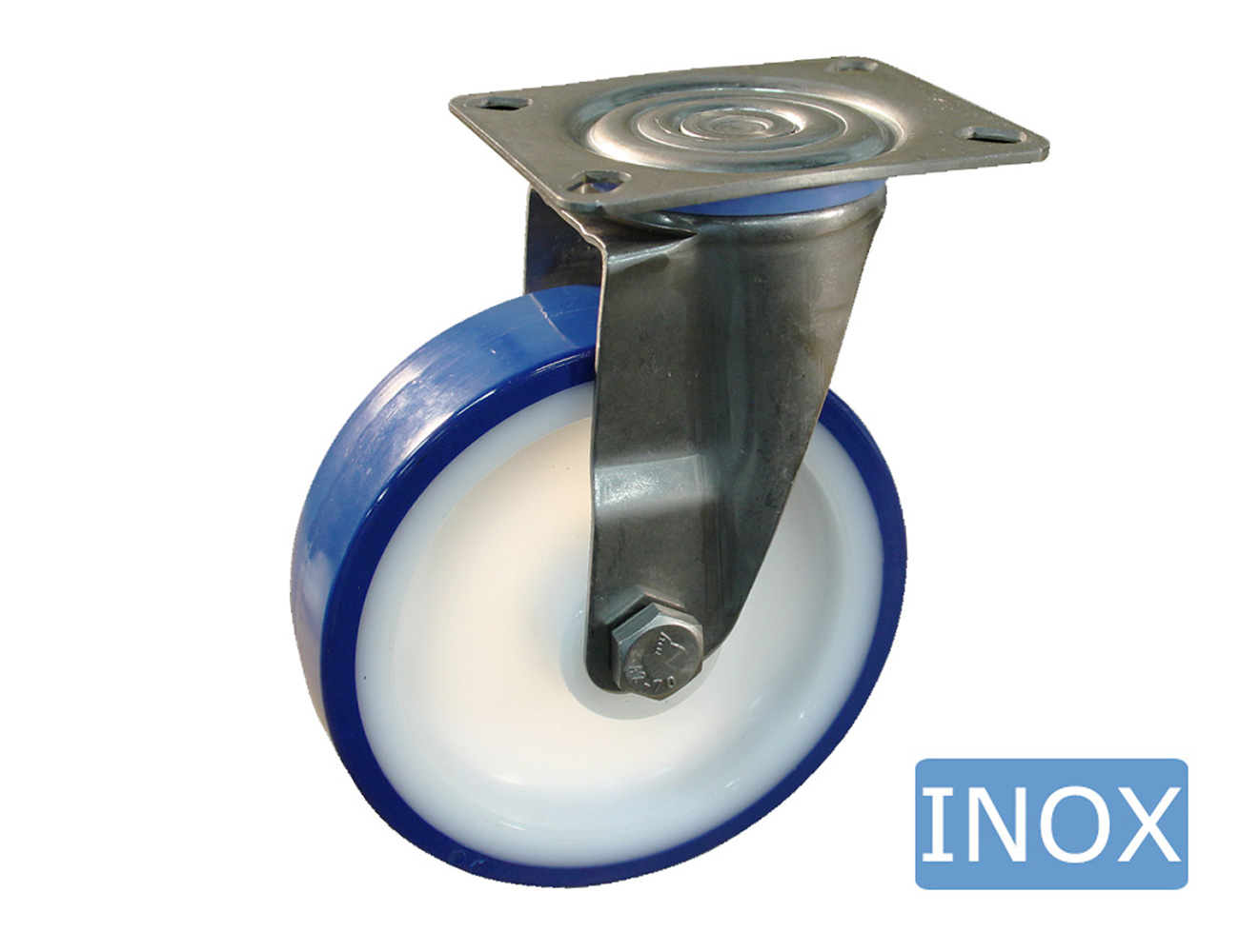 Roue pivotante inox hygiénique - platine - bandage TPU