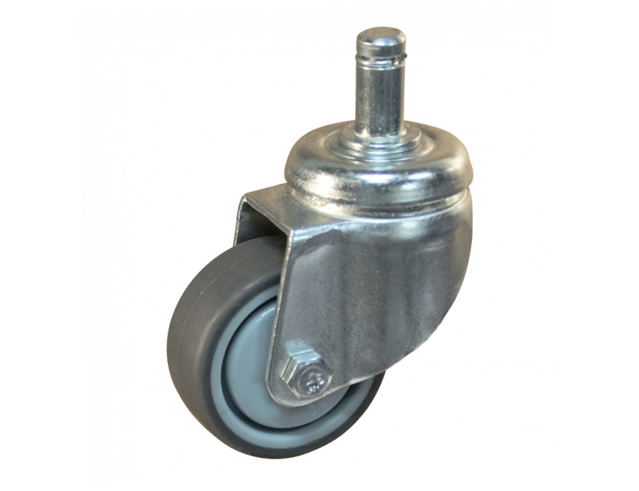 Roue appareil pivotante Ø50mm PP - bande de roulement caoutchouc / TPE - roulement à billes - tige Ø11x22mm - Acier