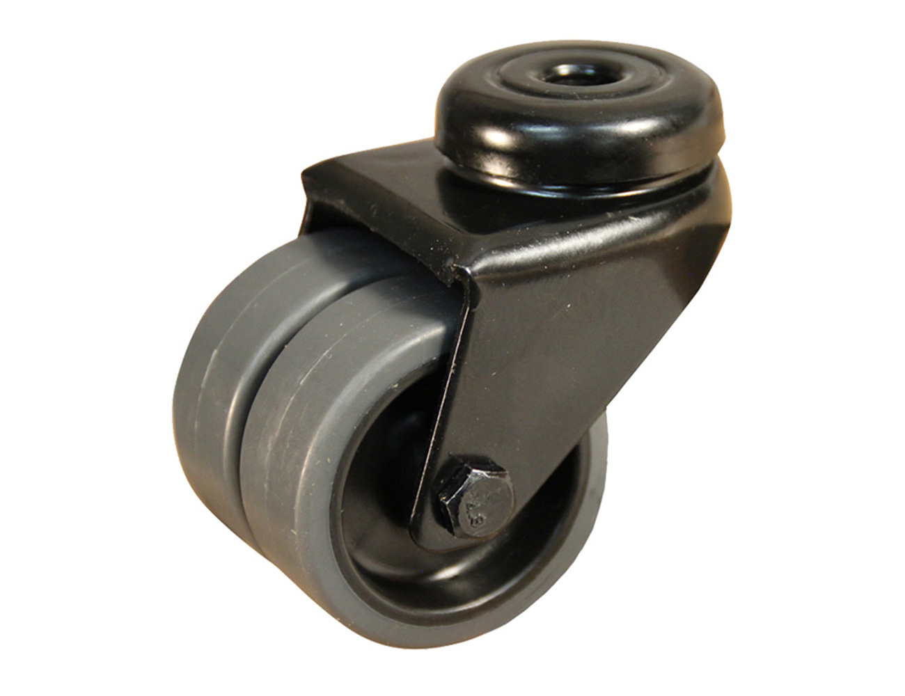 Roue pivotante double d'appareil - trou boulon - noir