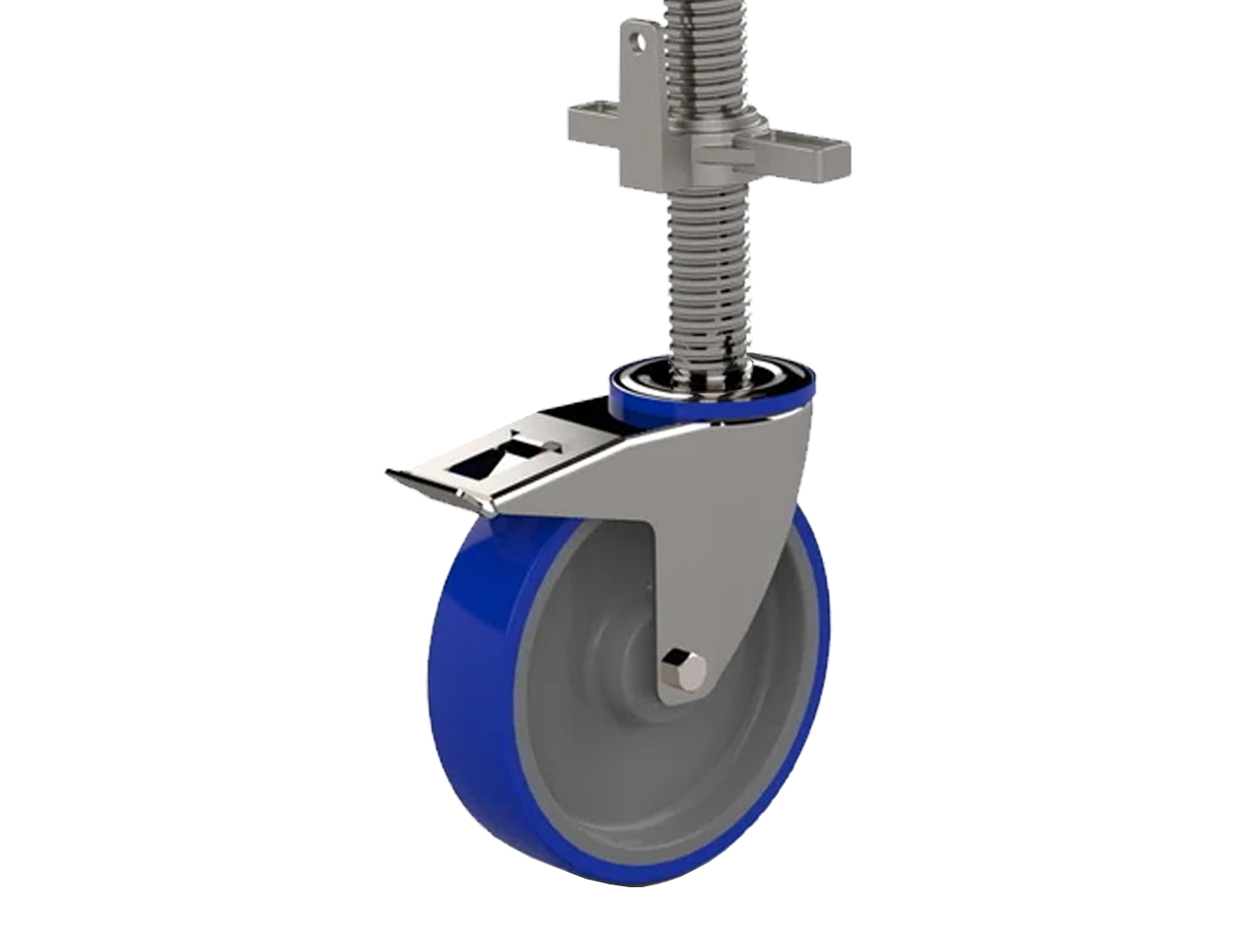 Roues d'échafaudage avec bandage polyuréthane et frein, réglables en hauteur