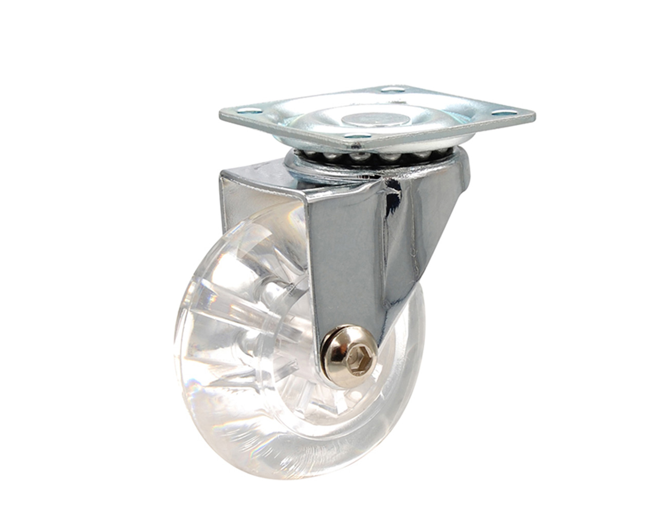 Roue pivotante inline - fixation platine - transparente