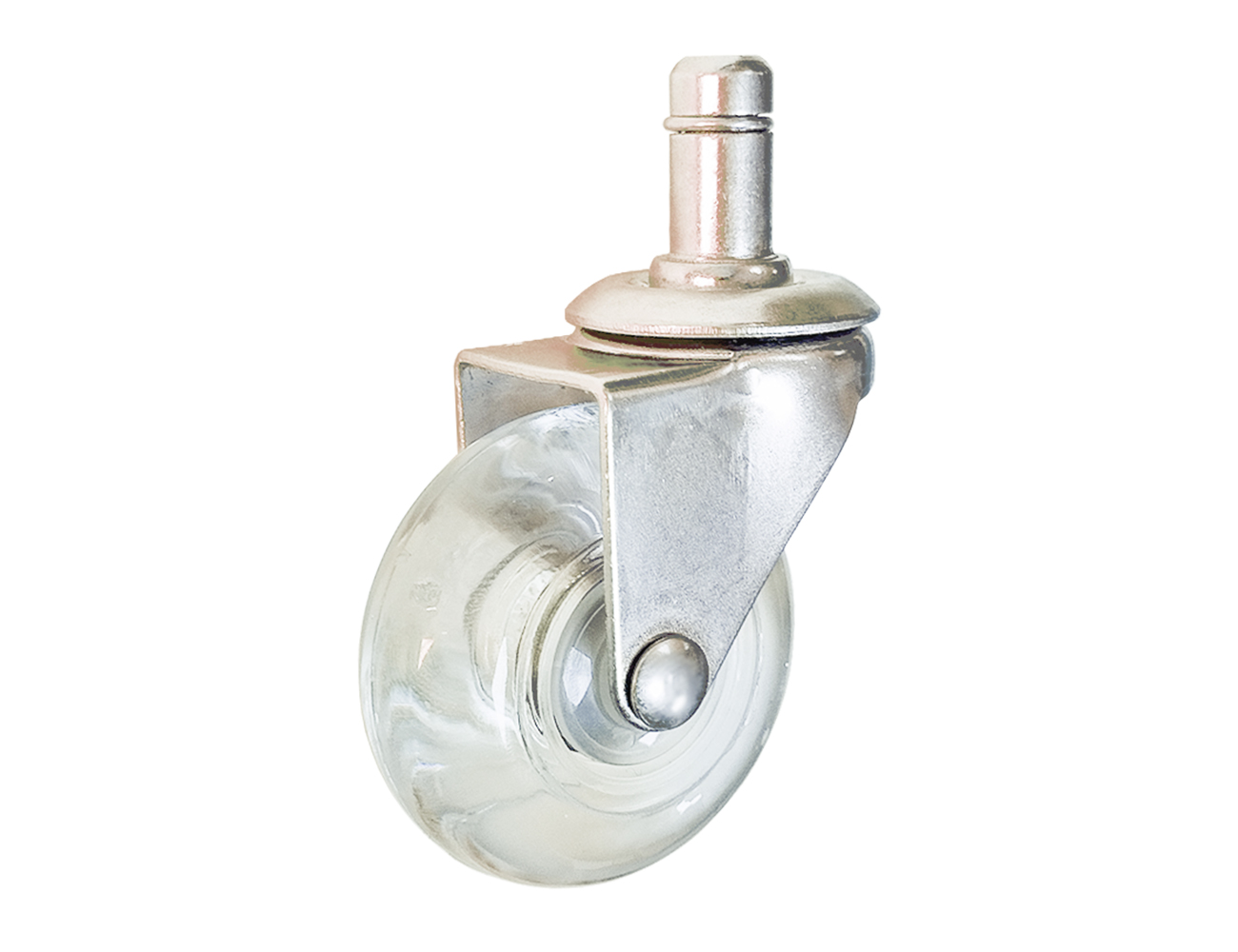 Roue pivotante inline - fixation tige - transparente