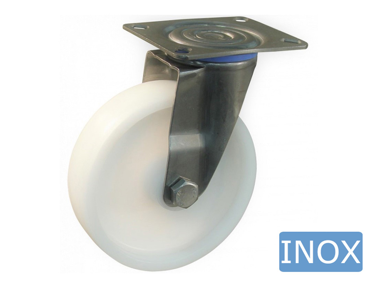 Roue pivotante à platine inox avec roue en polyamide