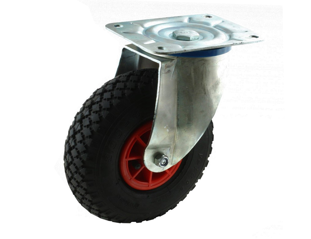 Roue pivotante à platine avec pneu