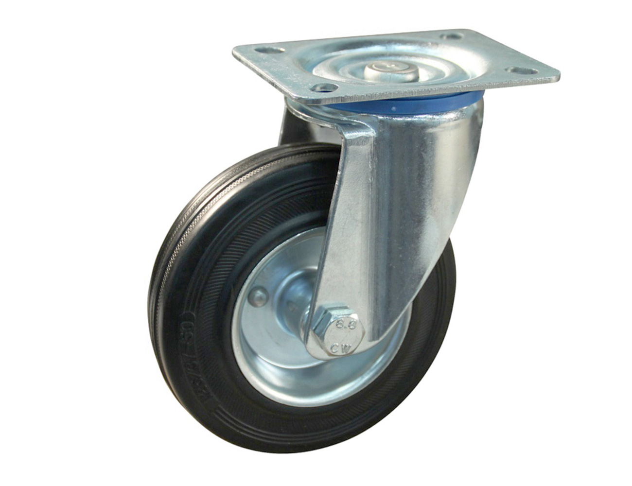 Roue pivotante - platine - bandage plein sur jante acier