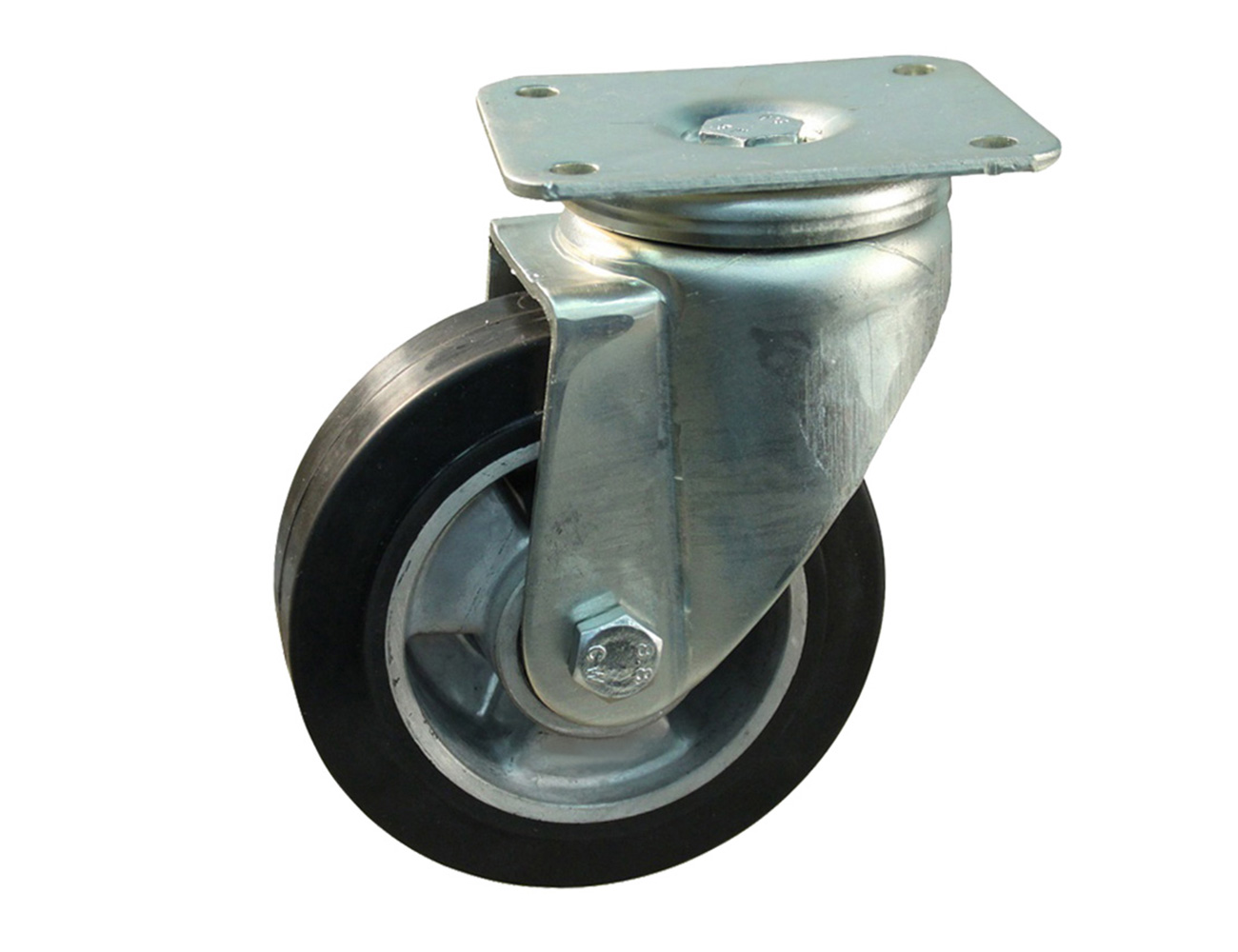 Roue pivotante forte charge - bandage élastique sur jante aluminium